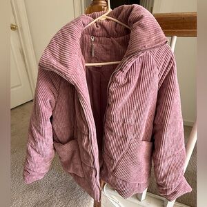 JouJou Corduroy-Trim Jacket in Mauve Pink